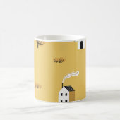 カラフル家、木、馬の風景 コーヒーマグカップ (中央)