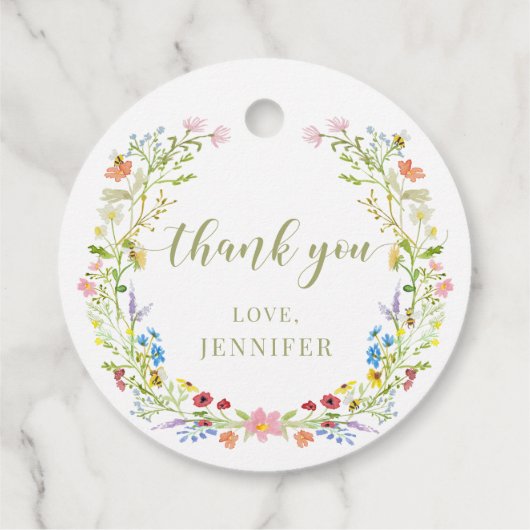 カラフル小さな野花の赤ちゃんシャワー感謝していユー フェイバータグ (裏面)