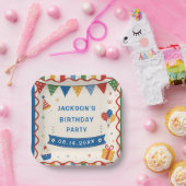 カラフル小学校お誕生日会 ペーパープレート (パーティー)