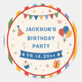カラフル小学校お誕生日会 ラウンドシール (正面)