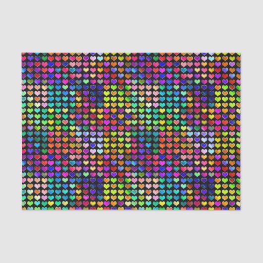 カラフル少し愛ハートのティッシュペーパー 薄葉紙 (正面)