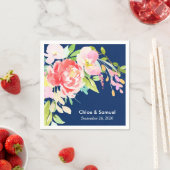 カラフル尾とフローラ結婚の スタンダードカクテルナプキン (インサイチュ)