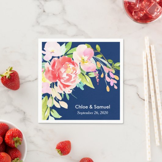 カラフル尾とフローラ結婚の スタンダードカクテルナプキン (インサイチュ)