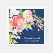 カラフル尾とフローラ結婚の スタンダードカクテルナプキン (正面)