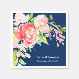 カラフル尾とフローラ結婚の スタンダードカクテルナプキン