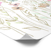 カラフル山花黄金のインクと水色 ポスター (角)