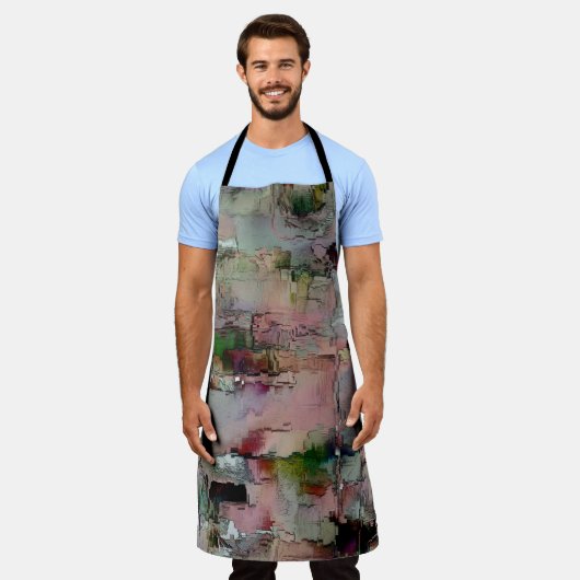 カラフル岩の先駆的なサーモン エプロン (着用した状態)