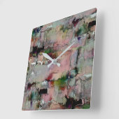 カラフル岩の先駆的なサーモン スクエア壁時計 (傾斜)