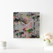 カラフル岩の先駆的なサーモン スクエア壁時計 (ホーム)