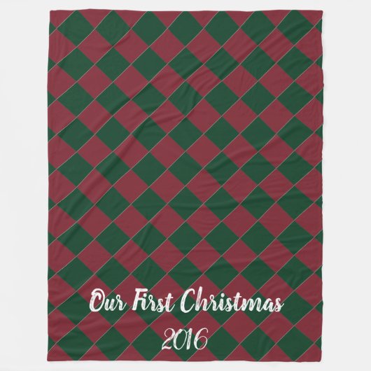 カラフル市松模様にズ – ホリデーヒュース フリースブランケット (正面)