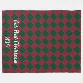 カラフル市松模様にズ – ホリデーヒュース フリースブランケット (正面(横))