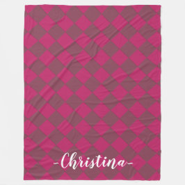 カラフル市松模様にズ – Raspberry フリースブランケット