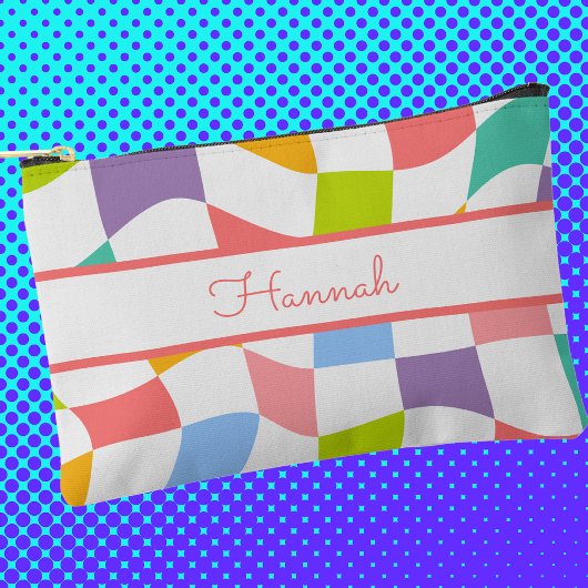 カラフル市松模様にモダン型 アクセサリーポーチ