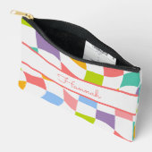 カラフル市松模様にモダン型 アクセサリーポーチ (見開き)
