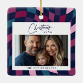 カラフル市松模様に写真 セラミックオーナメント (裏面)