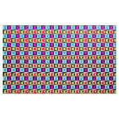 カラフル市松模様に蝶 ファブリック (ヤード)