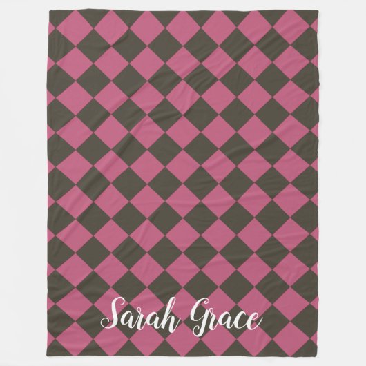 カラフル市松模様に – チョコさくらんぼ フリースブランケット (正面)