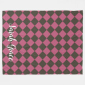 カラフル市松模様に – チョコさくらんぼ フリースブランケット (正面(横))