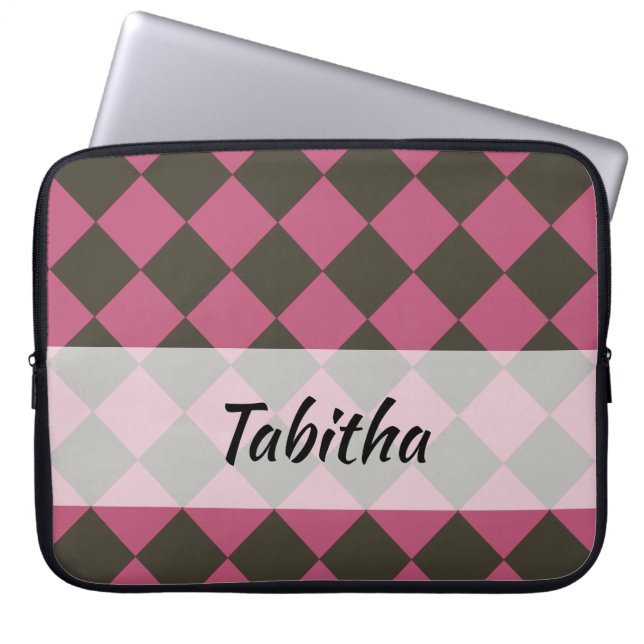 カラフル市松模様に – チョコさくらんぼ ラップトップスリーブ (正面)