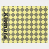 カラフル市松模様に- Banana Nut フリースブランケット (正面(横))