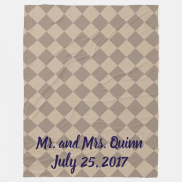 カラフル市松模様に- Dusty Beige フリースブランケット