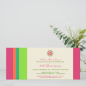 カラフル帯企業のイベント招待状(明るい赤紫色 招待状 (スタンド正面)