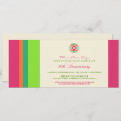 カラフル帯企業のイベント招待状(明るい赤紫色 招待状 (正面/裏面)