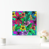 カラフル帯 スクエア壁時計 (ホーム)