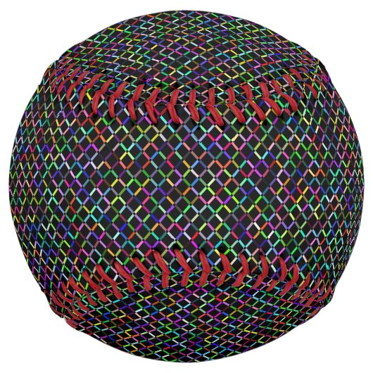 カラフル平方幾何ユニーク鮮やか模様 ソフトボール (裏面)