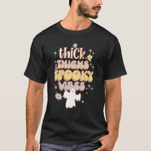 カラフル幽霊太もももヴィベ不気味ハロ Tシャツ