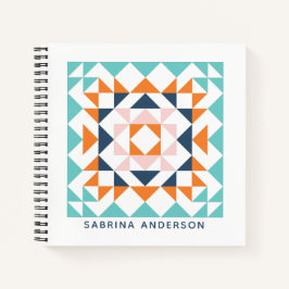 カラフル幾何モダンキルトブロックパーソナライズされた ノートブック