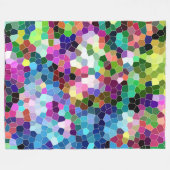 カラフル幾何モダンモザイクタタイル フリースブランケット (正面(横))