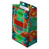 カラフル幾何モダン水色パターン スモールペーパーバッグ (正面アングル)