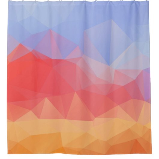 カラフル幾何モダン継ぎ目パターン シャワーカーテン (正面)