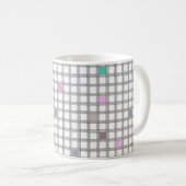 カラフル幾何学チェック柄 コーヒーマグカップ (正面右)