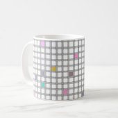 カラフル幾何学チェック柄 コーヒーマグカップ (正面左)