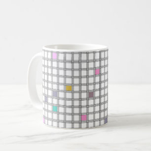 カラフル幾何学チェック柄 コーヒーマグカップ