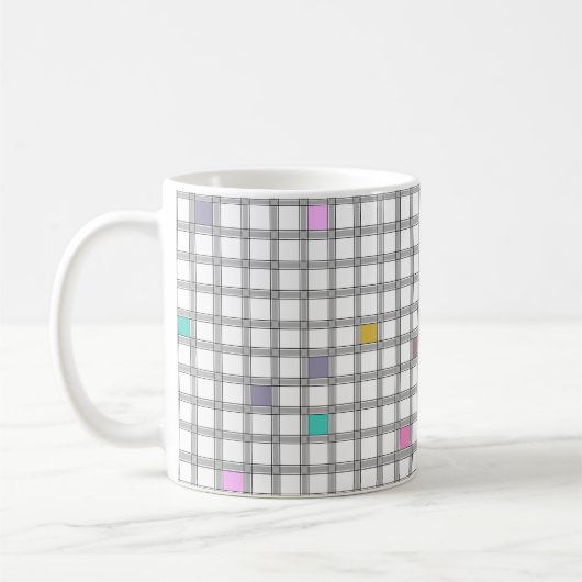 カラフル幾何学チェック柄 コーヒーマグカップ (左)