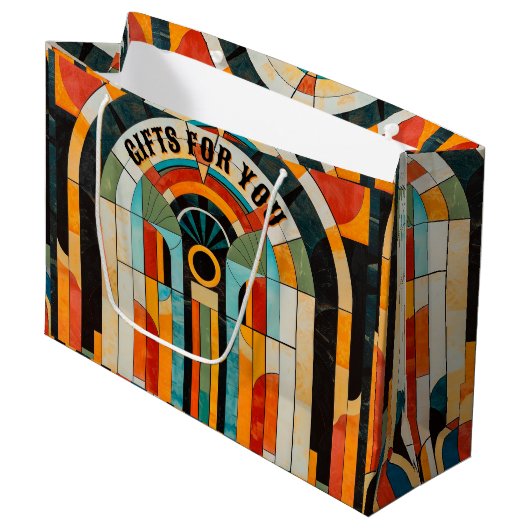 カラフル幾何学模様2 ラージペーパーバッグ (正面アングル)