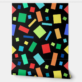 カラフル幾何正方形と長方形キッズブラック 壁紙