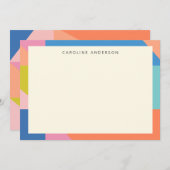 カラフル幾何縁どパーソナライズされた名 ノートカード (正面/裏面)