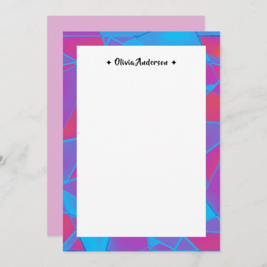 カラフル幾何縁ど名パーソナライズされた注記 サンキューカード (正面/裏面)