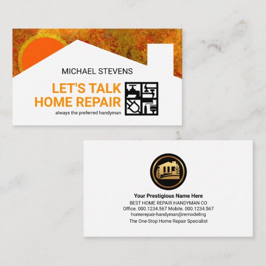 カラフル建物シルエット手書きツールウィンドウ 名刺 (正面/裏面)