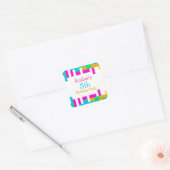 カラフル建物ブロックガールバースデーパーティー スクエアシール (封筒)