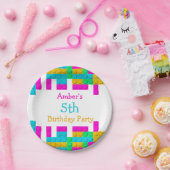 カラフル建物ブロックガールバースデーパーティー ペーパープレート (パーティー)