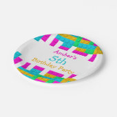 カラフル建物ブロックガールバースデーパーティー ペーパープレート (アングル)