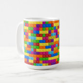 カラフル建物ブロックパターン コーヒーマグカップ (正面左)