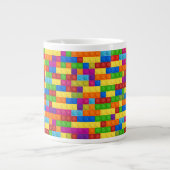 カラフル建物ブロックパターン ジャンボコーヒーマグカップ (正面)