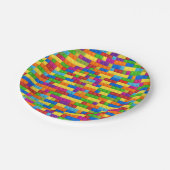 カラフル建物ブロックパターン ペーパープレート (アングル)