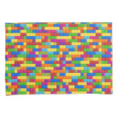 カラフル建物ブロックパターン 枕カバー (正面右)